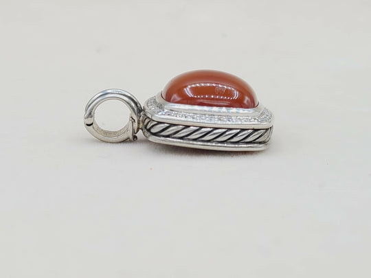  David Yurman Albion Pendant 17mm Carnelian & Diamonds