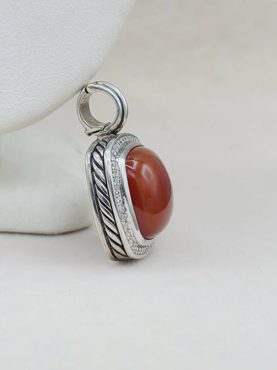  David Yurman Albion Pendant 17mm Carnelian & Diamonds