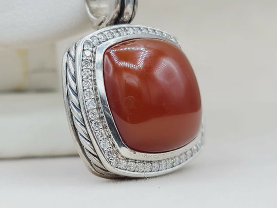 David Yurman Albion Pendant 17mm Carnelian & Diamonds