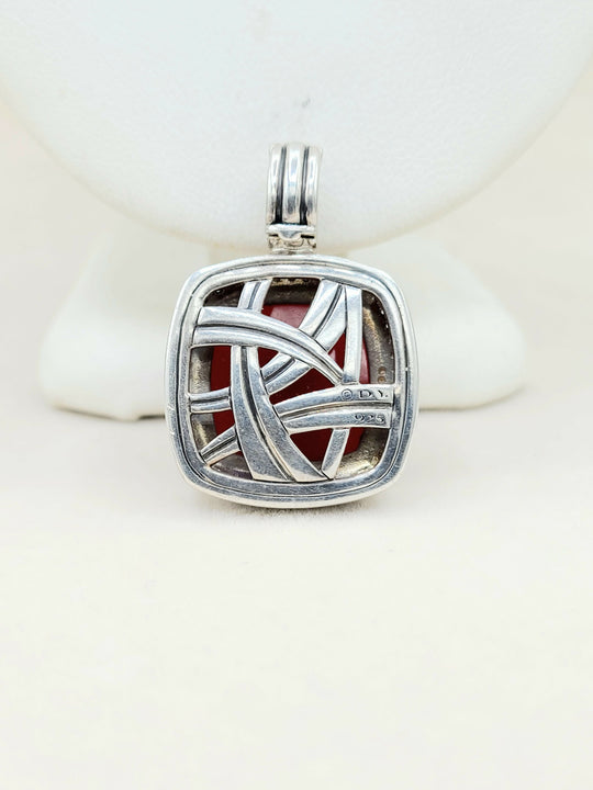  David Yurman Albion Pendant 17mm Carnelian & Diamonds
