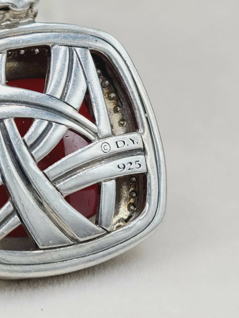  David Yurman Albion Pendant 17mm Carnelian & Diamonds