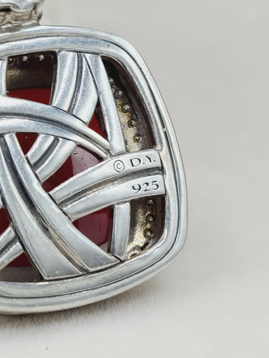  David Yurman Albion Pendant 17mm Carnelian & Diamonds