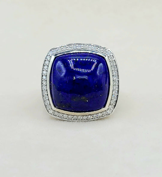  David Yurman Albion Ring 17mm Lapis Lazuli & Diamonds