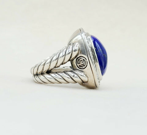  David Yurman Albion Ring 17mm Lapis Lazuli & Diamonds