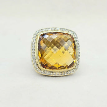  David Yurman Albion Ring 20mm Citrine & Diamonds