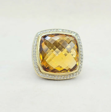  David Yurman Albion Ring 20mm Citrine & Diamonds
