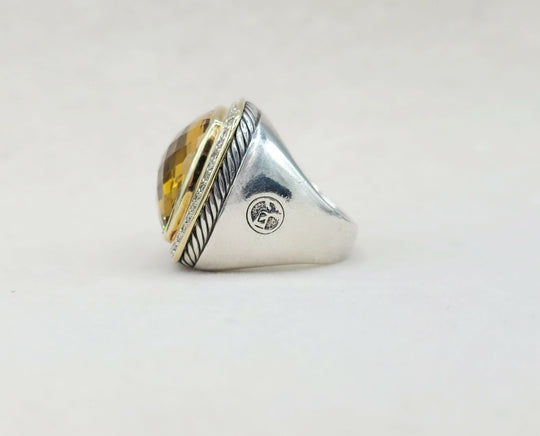  David Yurman Albion Ring 20mm Citrine & Diamonds