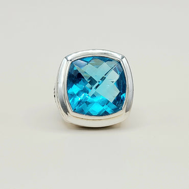  David Yurman Albion Statement Ring 18mm Hampton Blue Topaz