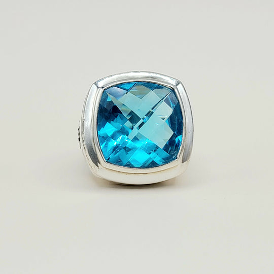  David Yurman Albion Statement Ring 18mm Hampton Blue Topaz
