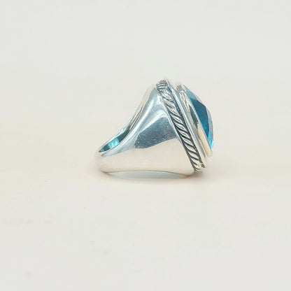 David Yurman Albion Statement Ring 18mm Hampton Blue Topaz  AYW Luxury #