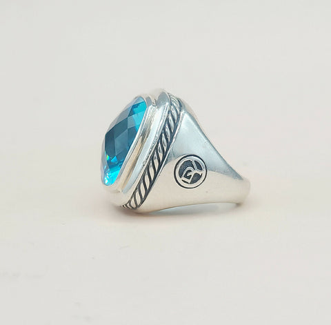  David Yurman Albion Statement Ring 18mm Hampton Blue Topaz