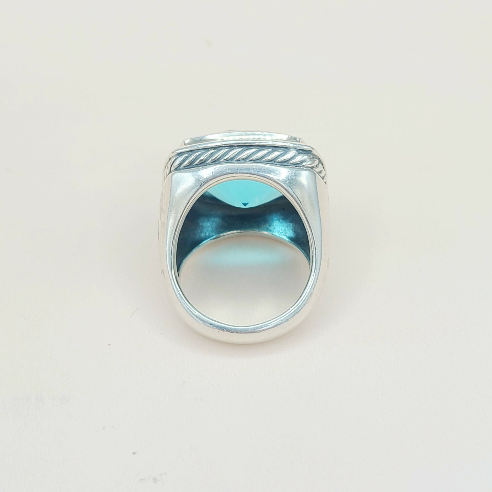 David Yurman Albion Statement Ring 18mm Hampton Blue Topaz  AYW Luxury #