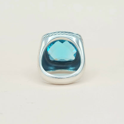 David Yurman Albion Statement Ring 18mm Hampton Blue Topaz  AYW Luxury #