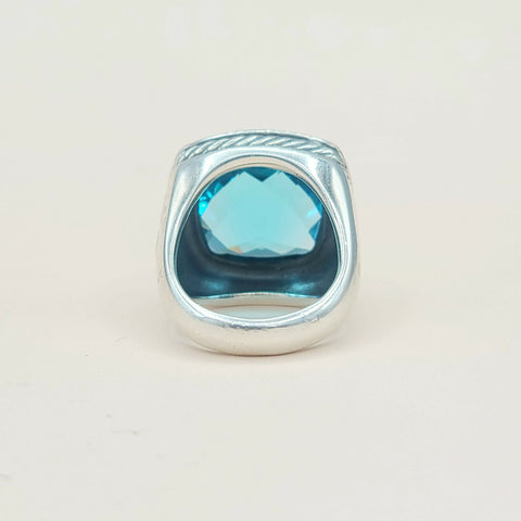  David Yurman Albion Statement Ring 18mm Hampton Blue Topaz