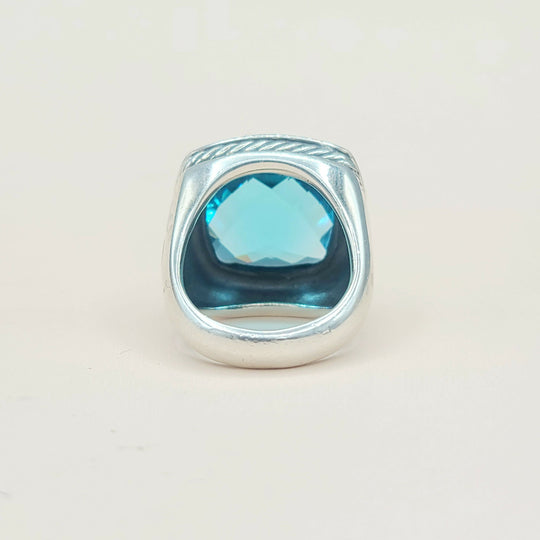  David Yurman Albion Statement Ring 18mm Hampton Blue Topaz