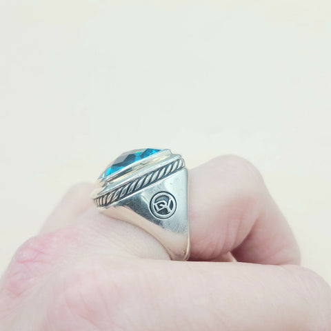  David Yurman Albion Statement Ring 18mm Hampton Blue Topaz