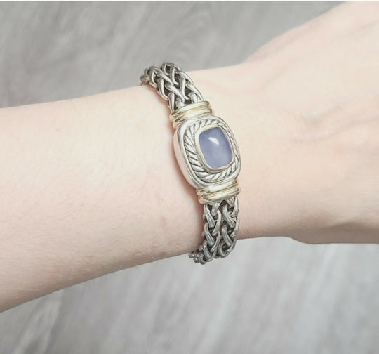  David Yurman Albion Wheat Bracelet – Chalcedony & Gold