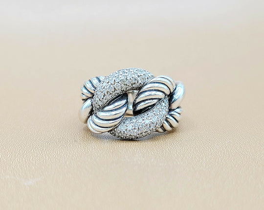  David Yurman Belmont Curb Link Ring Wide Diamond