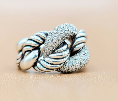  David Yurman Belmont Curb Link Ring Wide Diamond