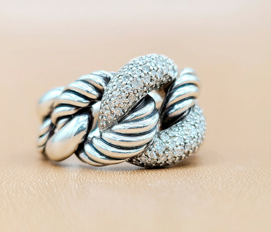  David Yurman Belmont Curb Link Ring Wide Diamond