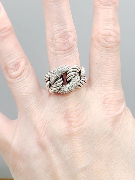  David Yurman Belmont Curb Link Ring Wide Diamond