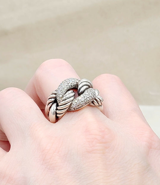  David Yurman Belmont Curb Link Ring Wide Diamond
