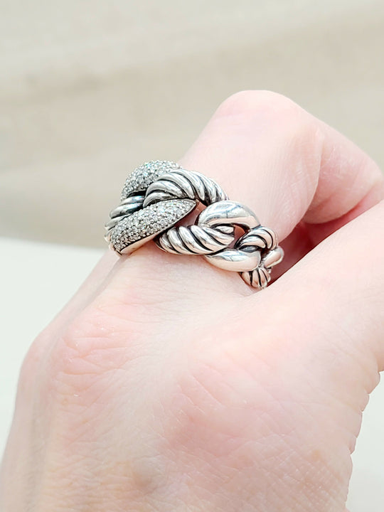  David Yurman Belmont Curb Link Ring Wide Diamond