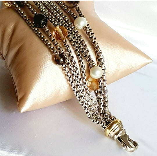  David Yurman Bijoux Bracelet – Multi Chain & Pearl