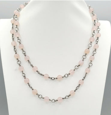  David Yurman Bijoux Necklace – Rose Quartz Cable Link