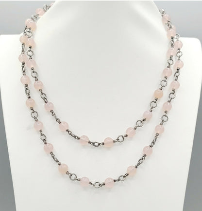 David Yurman Bijoux Necklace – Rose Quartz Cable Link  AYW Luxury #