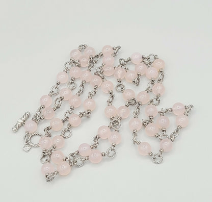 David Yurman Bijoux Necklace – Rose Quartz Cable Link  AYW Luxury #