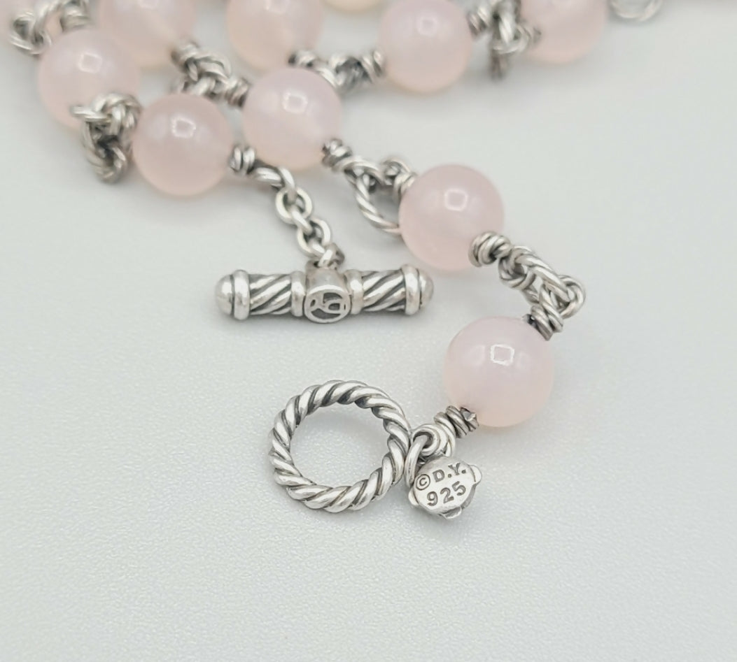 David Yurman Bijoux Necklace – Rose Quartz Cable Link  AYW Luxury #