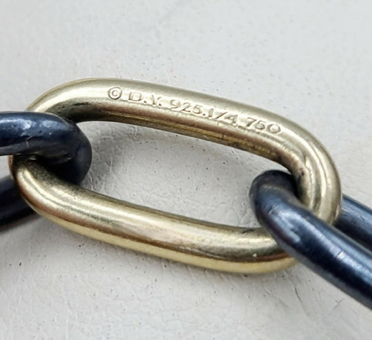  David Yurman Black And Gold Link Chain Necklace