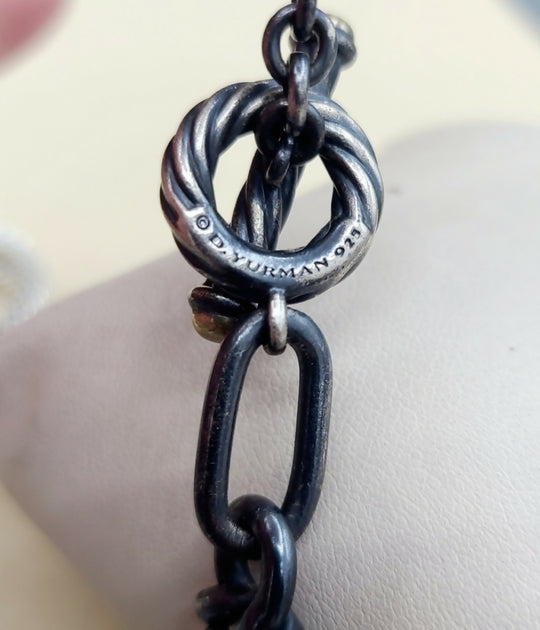  David Yurman Black And Gold Link Chain Necklace