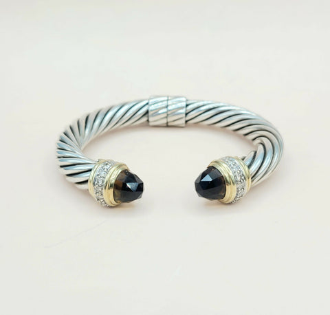  David Yurman Bracelet 10mm Smoky Quartz & Diamonds Gold