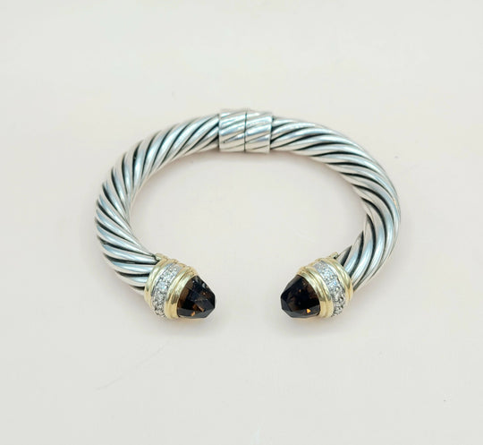  David Yurman Bracelet 10mm Smoky Quartz & Diamonds Gold