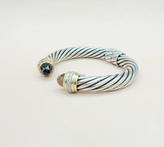  David Yurman Bracelet 10mm Smoky Quartz & Diamonds Gold
