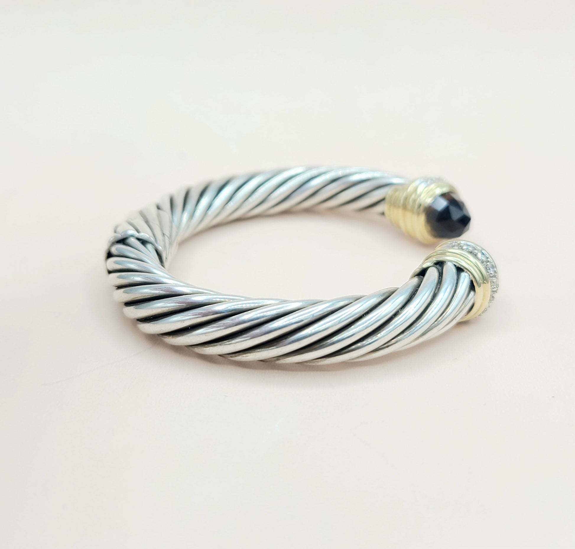 David Yurman Smoky Quartz & Diamond Cable Bracelet Certified Pre-owned    #