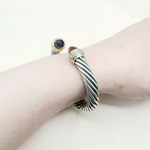  David Yurman Bracelet 10mm Smoky Quartz & Diamonds Gold