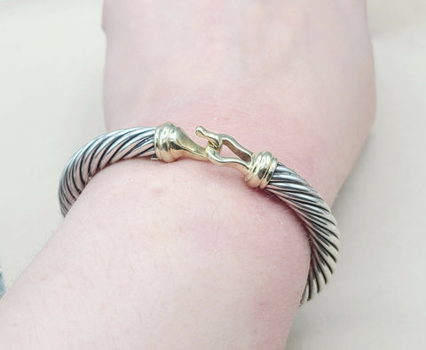  David Yurman Buckle Bracelet 7mm with 14K Gold