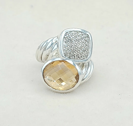  David Yurman Bypass Ring Champagne Citrine & Diamond