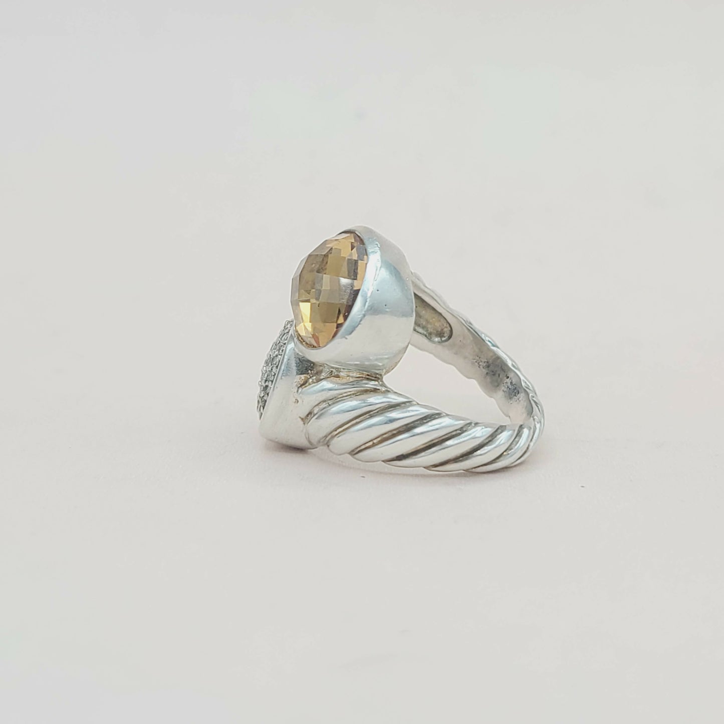 David Yurman Bypass Ring Champagne Citrine & Diamond  AYW Luxury #