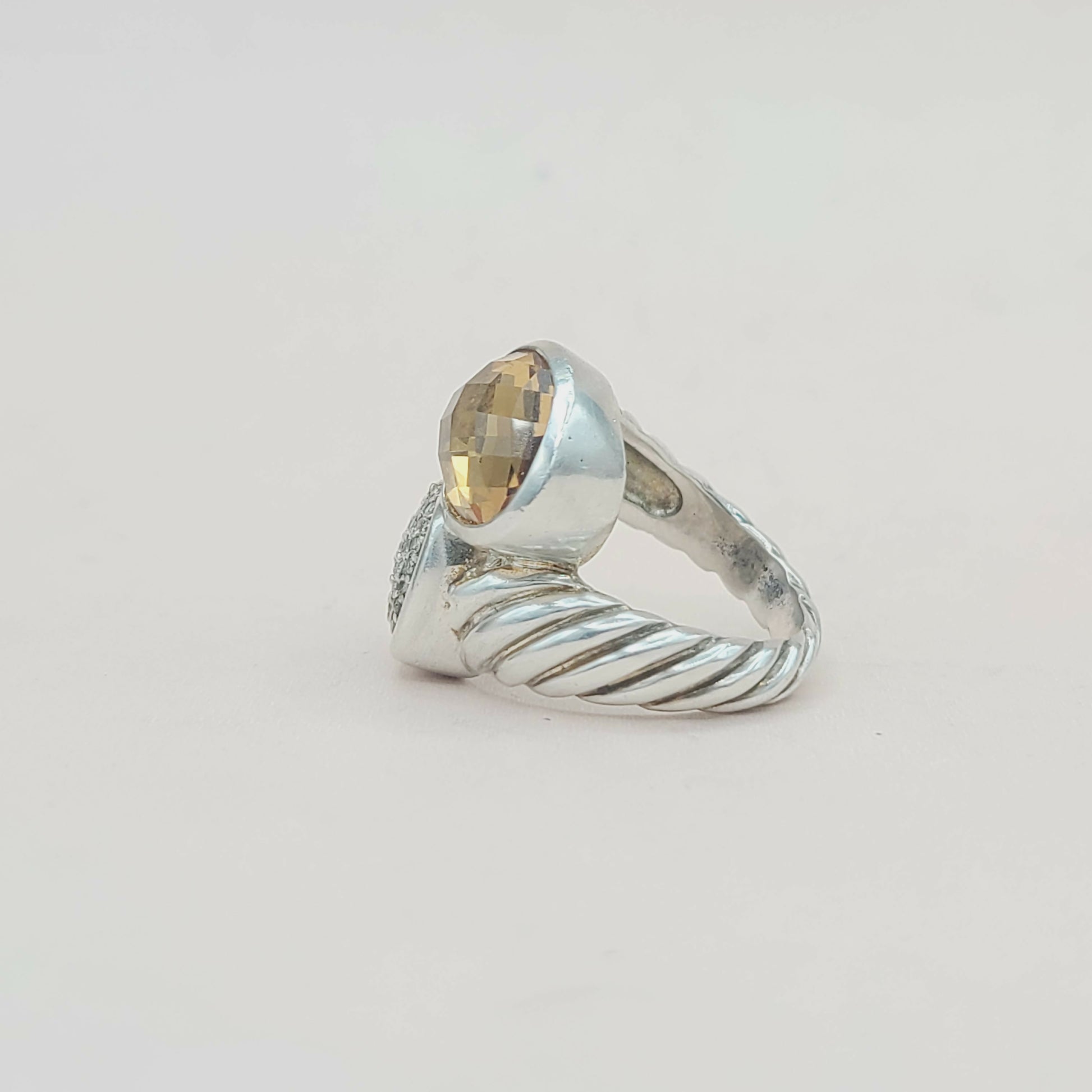 David Yurman Bypass Ring Champagne Citrine & Diamond  AYW Luxury #