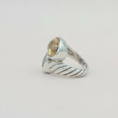  David Yurman Bypass Ring Champagne Citrine & Diamond