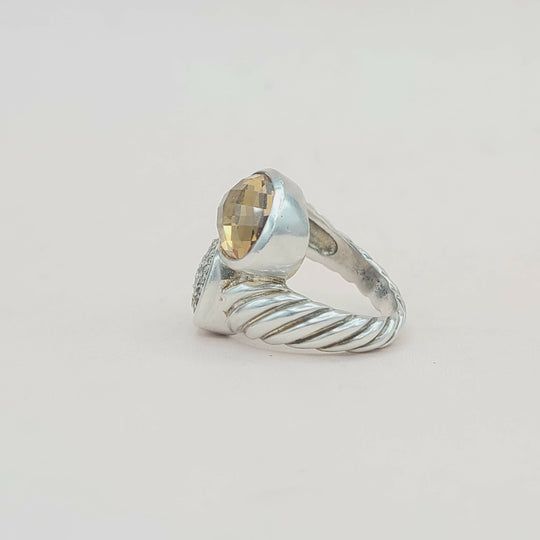  David Yurman Bypass Ring Champagne Citrine & Diamond