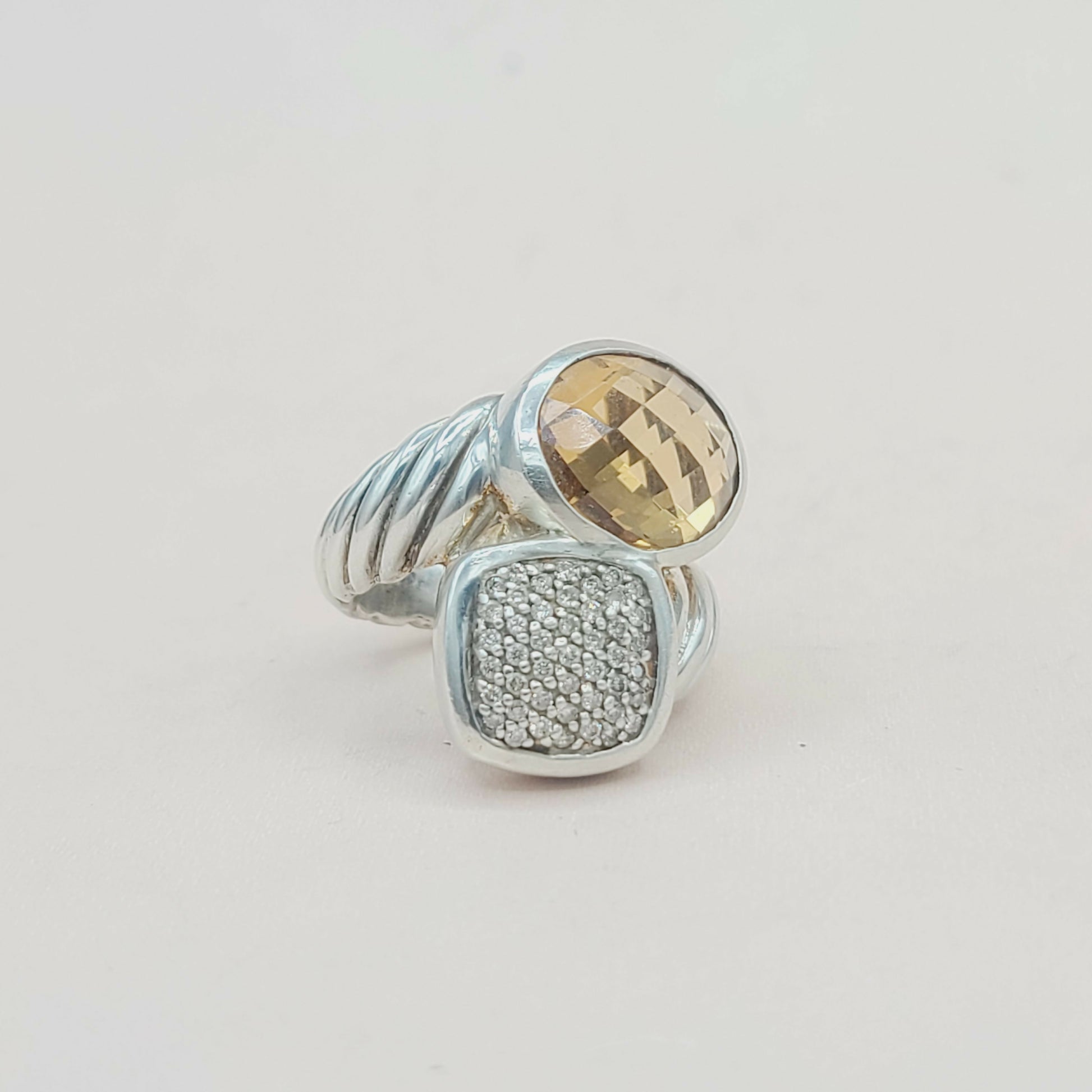 David Yurman Bypass Ring Champagne Citrine & Diamond  AYW Luxury #