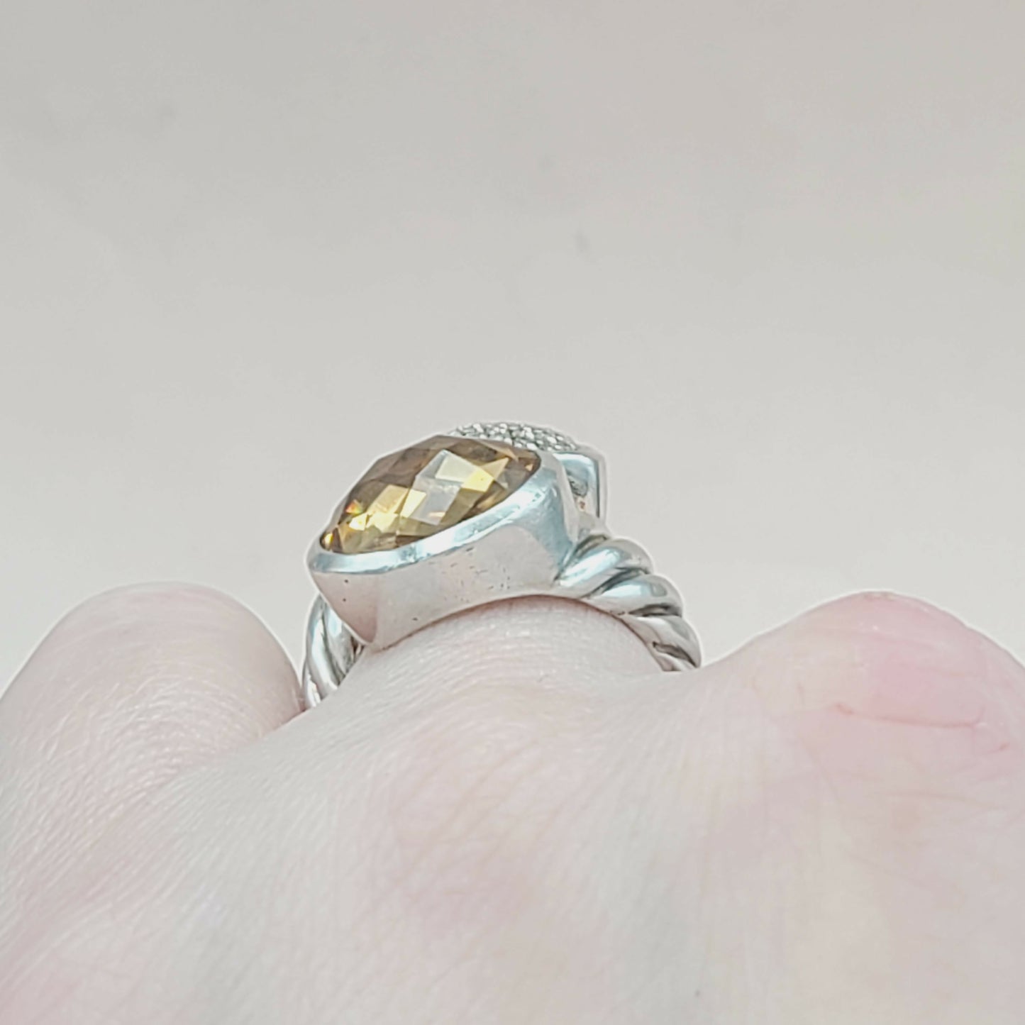 David Yurman Bypass Ring Champagne Citrine & Diamond  AYW Luxury #