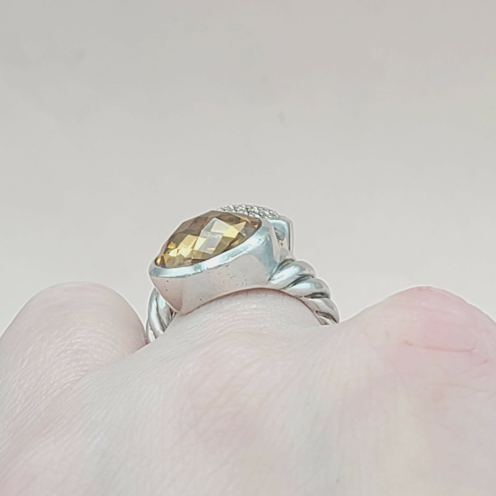David Yurman Bypass Ring Champagne Citrine & Diamond  AYW Luxury #