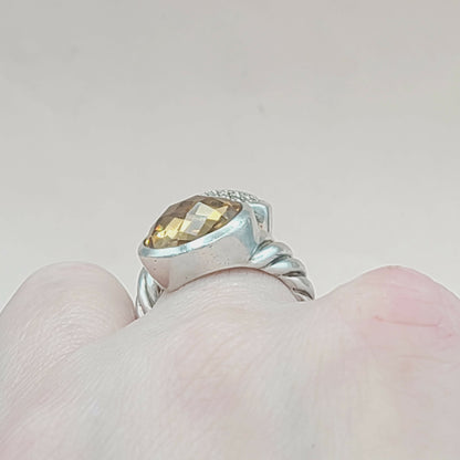 David Yurman Bypass Ring Champagne Citrine & Diamond  AYW Luxury #