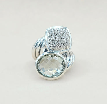  David Yurman Bypass Ring Prasiolite & Diamond